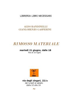 Invito a Rimosso materiale di Aldo Bandinelli e Gianlorenzo Gasperini